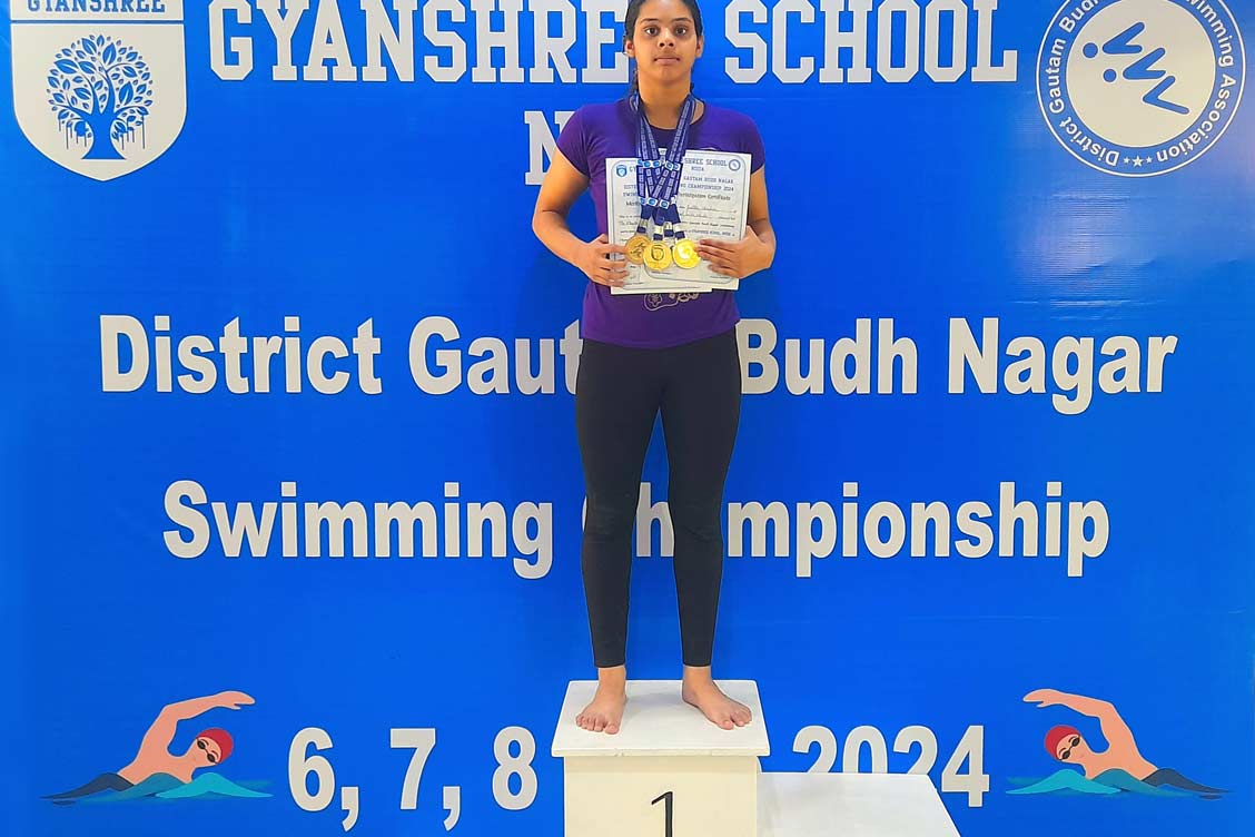 State Star Swimmer Geetika Chauhan Shines at District Gautam Budh Nagar Swimming Championship 2024